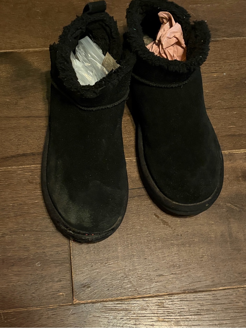 Koolaburra Black Suede Shearling Lined Slip-On Slippers